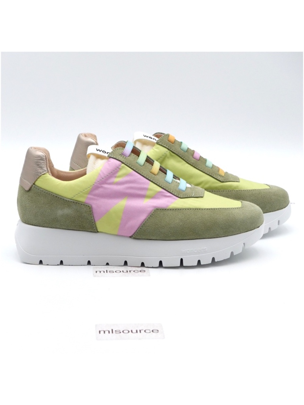 NEW Women's Wonders A-2422-T Platform Sneakers Odisei Green - Picture 5 of 9